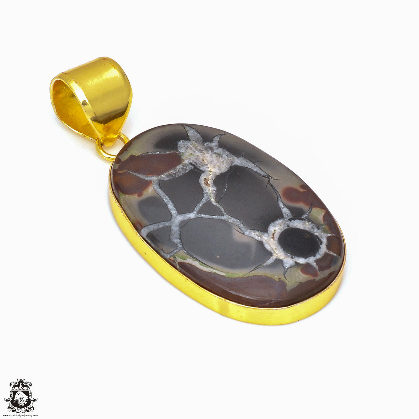 Septarian Nodule 24K Gold Plated Pendant 3mm Snake Chain GPH288 — Sarah ...