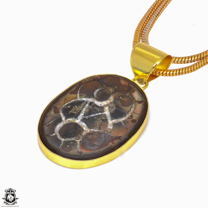 Septarian Nodule 24K Gold Plated Pendant 3mm Snake Chain GPH289 — Sarah ...