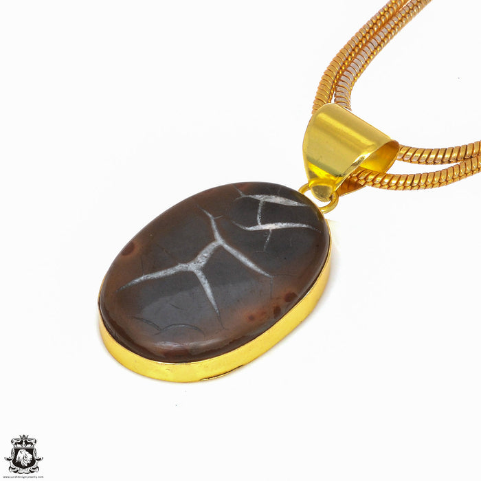 Septarian Nodule 24K Gold Plated Pendant 3mm Snake Chain GPH290 — Sarah ...