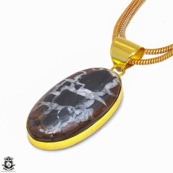 Septarian Nodule 24K Gold Plated Pendant 3mm Snake Chain GPH294 — Sarah ...