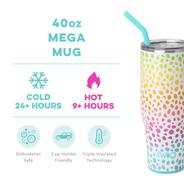 Swig Reusable Mega Mug Straw Set White/Aqua/Black