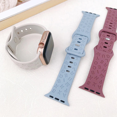 Alphabet Letters Engraved Strap For Apple Watch
