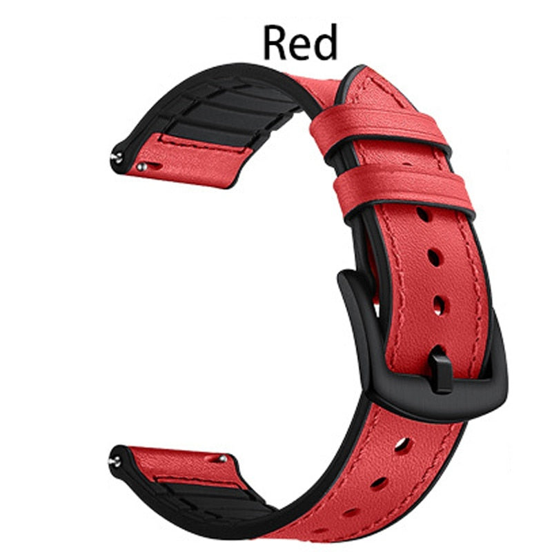 Leather and Silicone Hybrid Sweatproof Strap for Samsung Galaxy watch - Wristwatchstraps.co