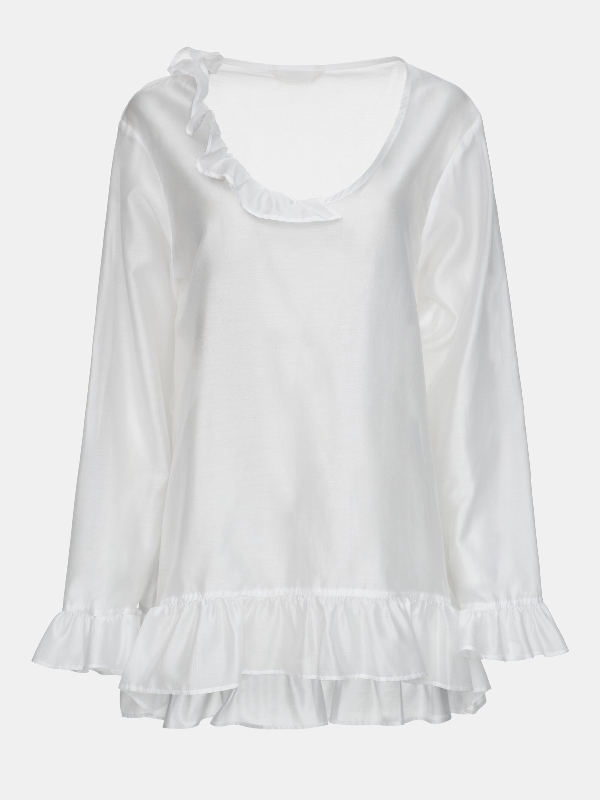 Ruffled Blouse, White