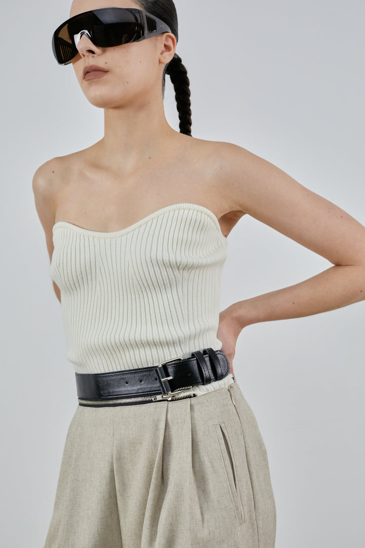 Strapless Knit Top, Cream SourceUnknown