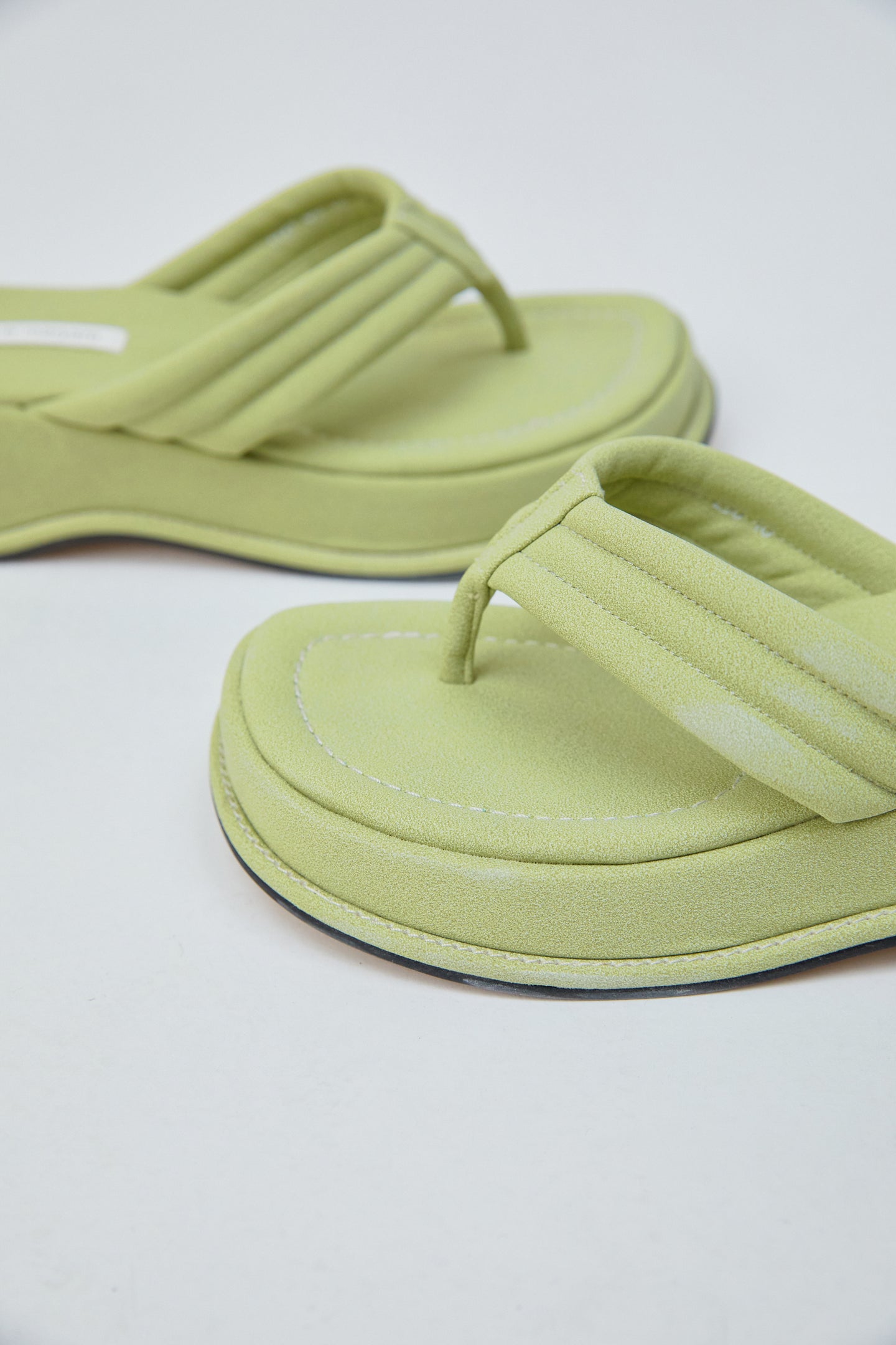 Quilted Platform Thong Sandals, Lime – SourceUnknown
