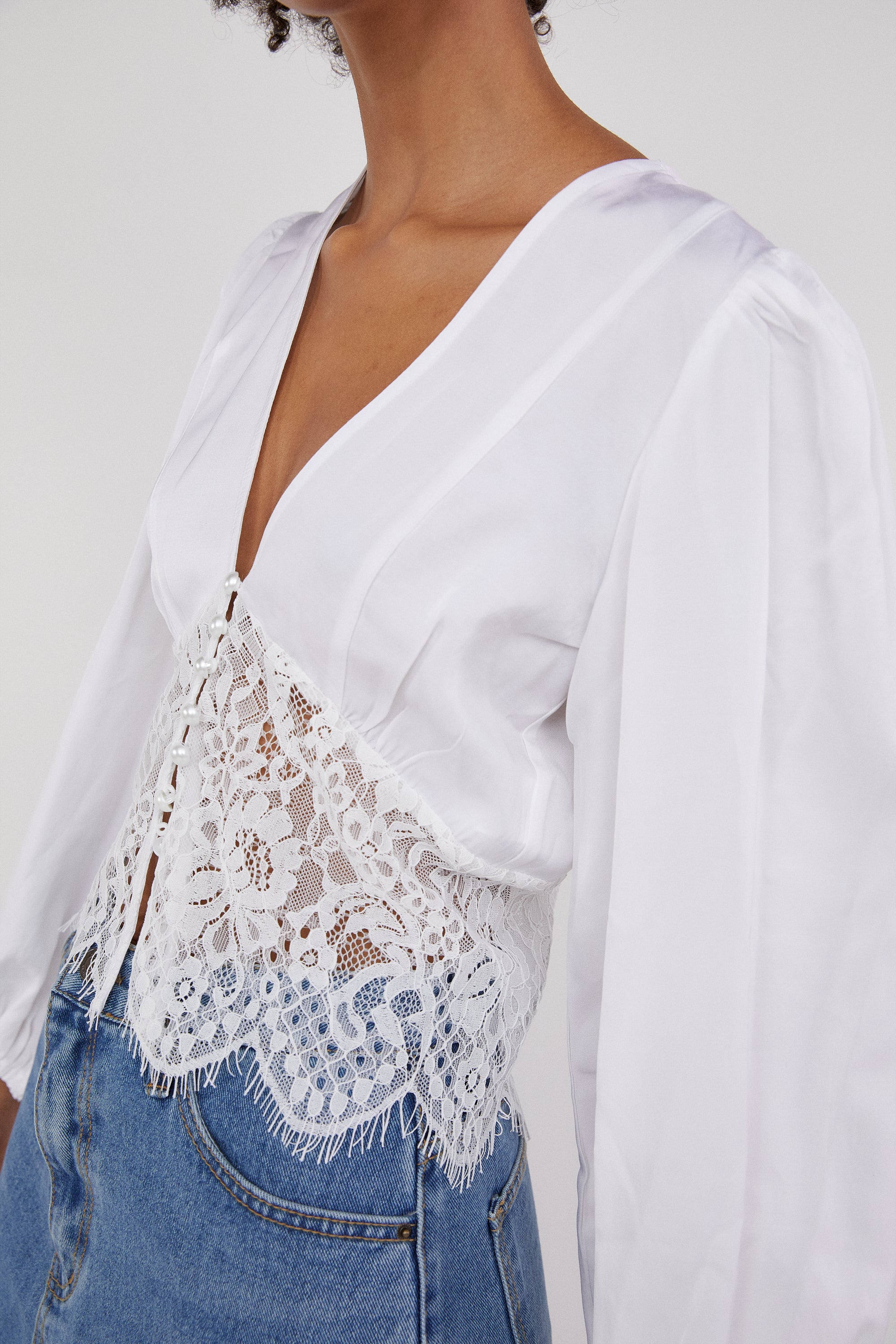 Lace Combination Blouse, Pure White – SourceUnknown