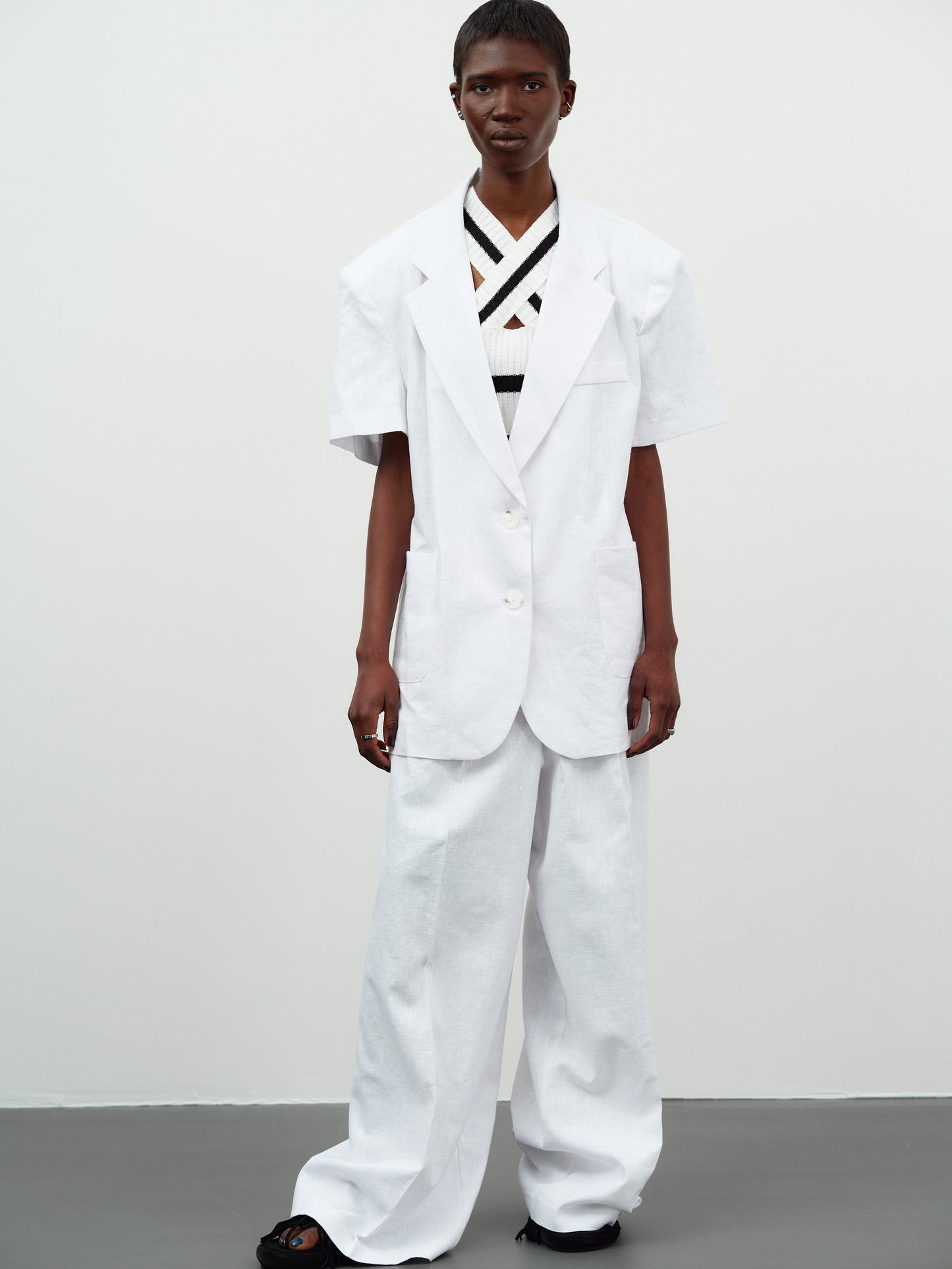 Oversized Dad Linen Blazer, White – SourceUnknown