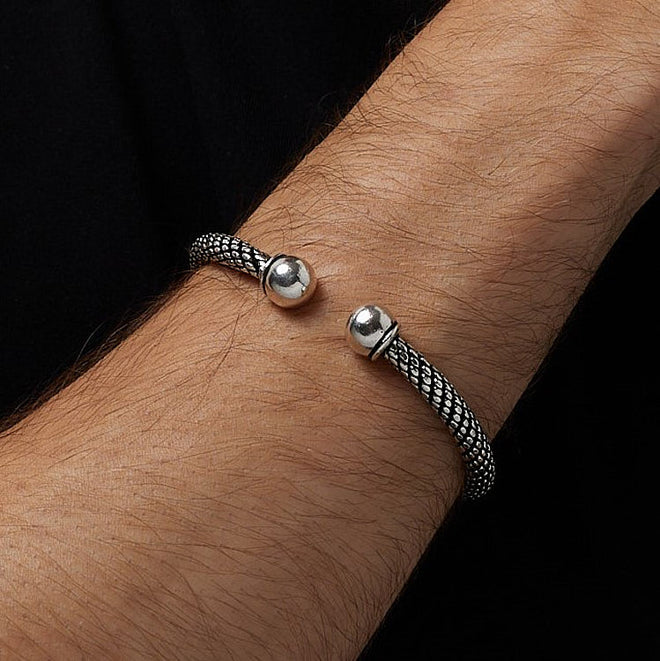 Solid Sterling Silver Stamped Mens Plain Slim Bar Torque Bangle Cuff  Bracelet