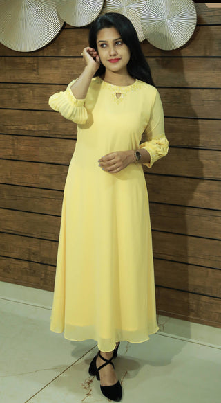 Buy Yellow Embroidered Kurta With Black Salwar And Dupatta Online - Shop  for W