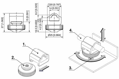 200-9633.00-00000 1.91SL Rod Guide with knurled wheel drawing