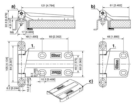 4-351 2D Hinge, adjustable Pr01 180° Long Version drawing