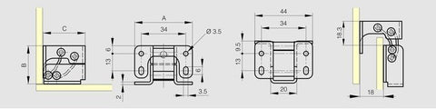 70-1-3520 Concealed Hinge - 90° opening