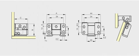 70-1-3640 Concealed Hinge - 125° opening