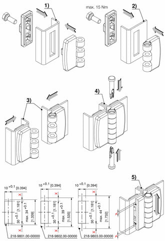 Pr01 hinge with fastening bracket