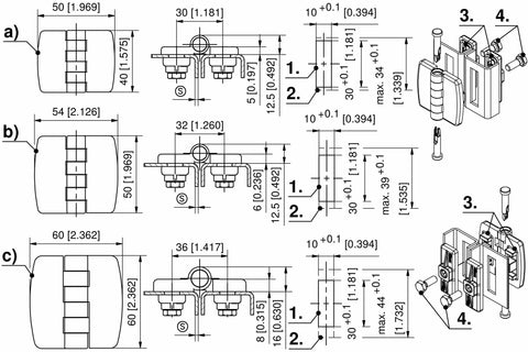 Pr01 hinge with fastening bracket