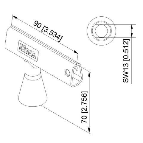 204-0146.51-05015 Hygienic Key/Wrench for quarter-turn locks with SW13 insert