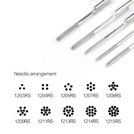 50Pcs Tattoo Needles Pins Assorted Lining and Shading Sizes RL RS M1 10  Sizes