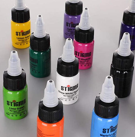 14PCS Tattoo Ink Color Set, Solong 1oz (30ml) Tattoo Ink Set Pigment Kit  for Tattoo Kit Color Tattoo Ink TI302-30-14-US