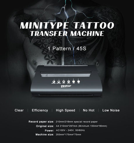 Sacnahe Tattoo Transfer Stencil Machine Copier Printer Thermal Tattoo Kit  Copier Printer With 20pcs Free Tattoo Stencil Transfer Paper Black (2023