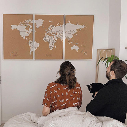 Mapa del mundo de corcho blanco para decorar pared de la habitación