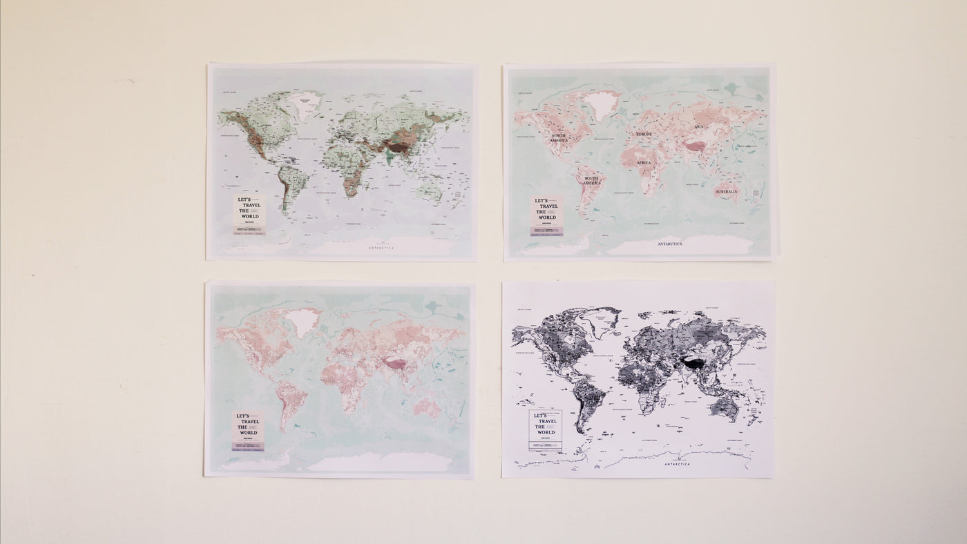 mapas del mundo físicos con ríos y montañas para descargar e imprimir gratis. Ideal para geografía. Formato a4