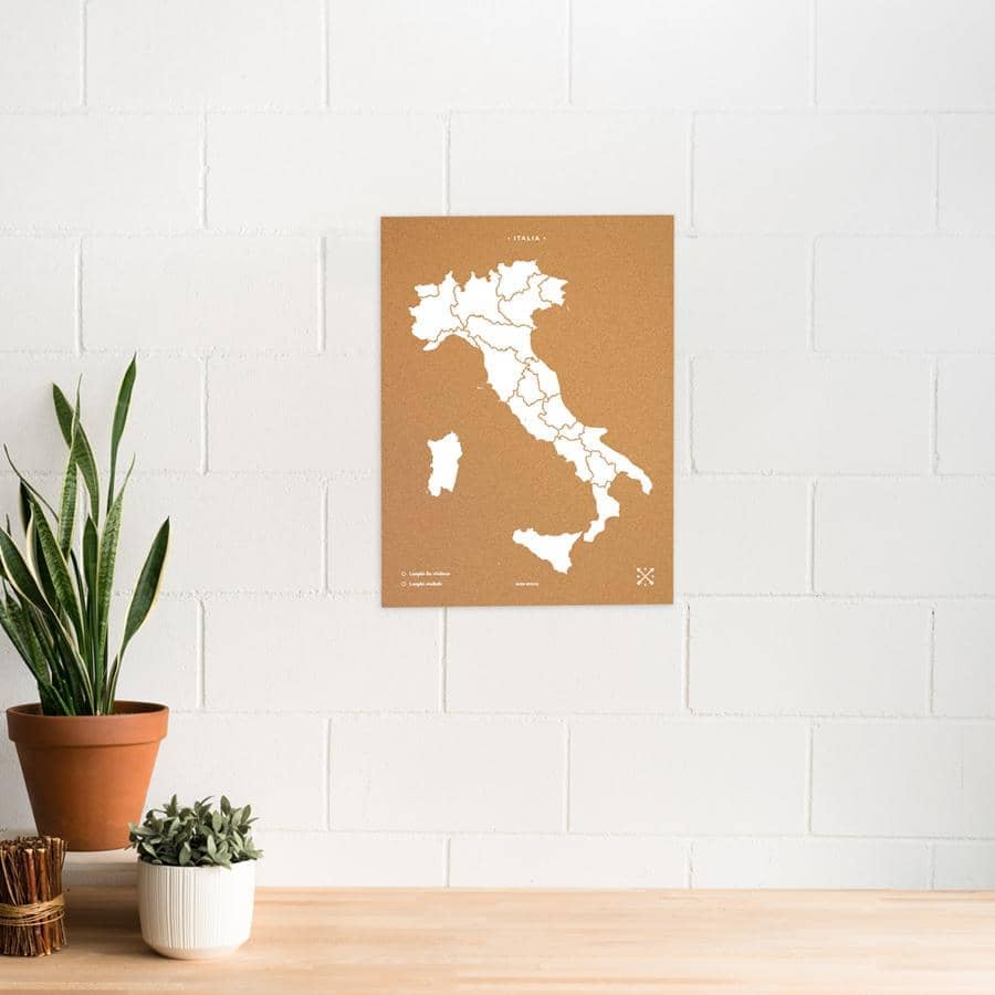 Mapa de corcho - Woody Map Natural Italia-60 x 45 cm / Blanco / Sin Marco-60 x 45 cm-Blanco-Sin MarcoMisswood