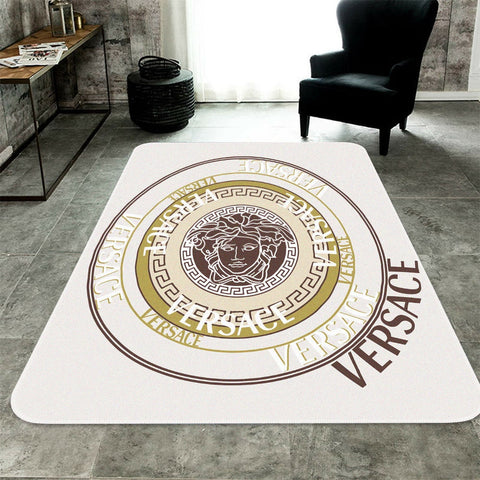 luxury logo Versace living room carpet and rug.