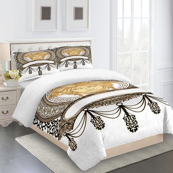 White and Gold Versace bed set