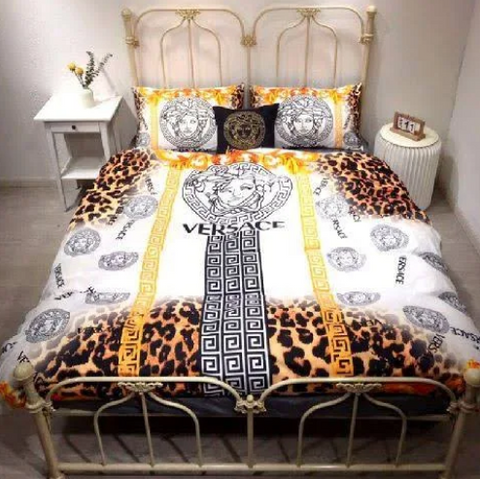 White and Leopard Versace bed set