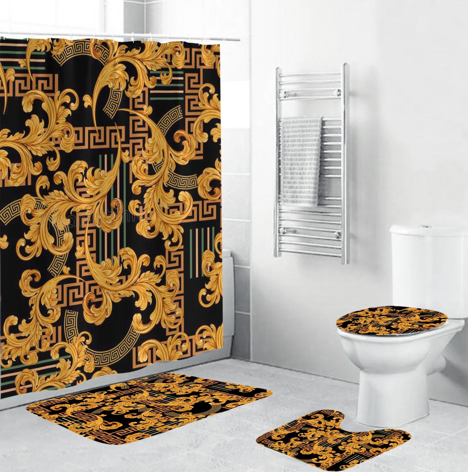 Greca Patterns Versace Shower Curtain Set