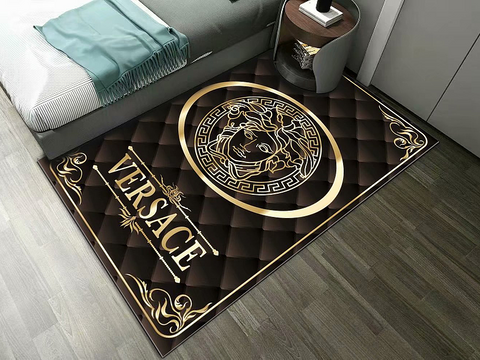 brown pattern Versace living room carpet and rug
