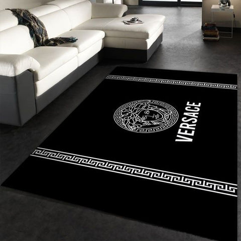 Black and white versace rug