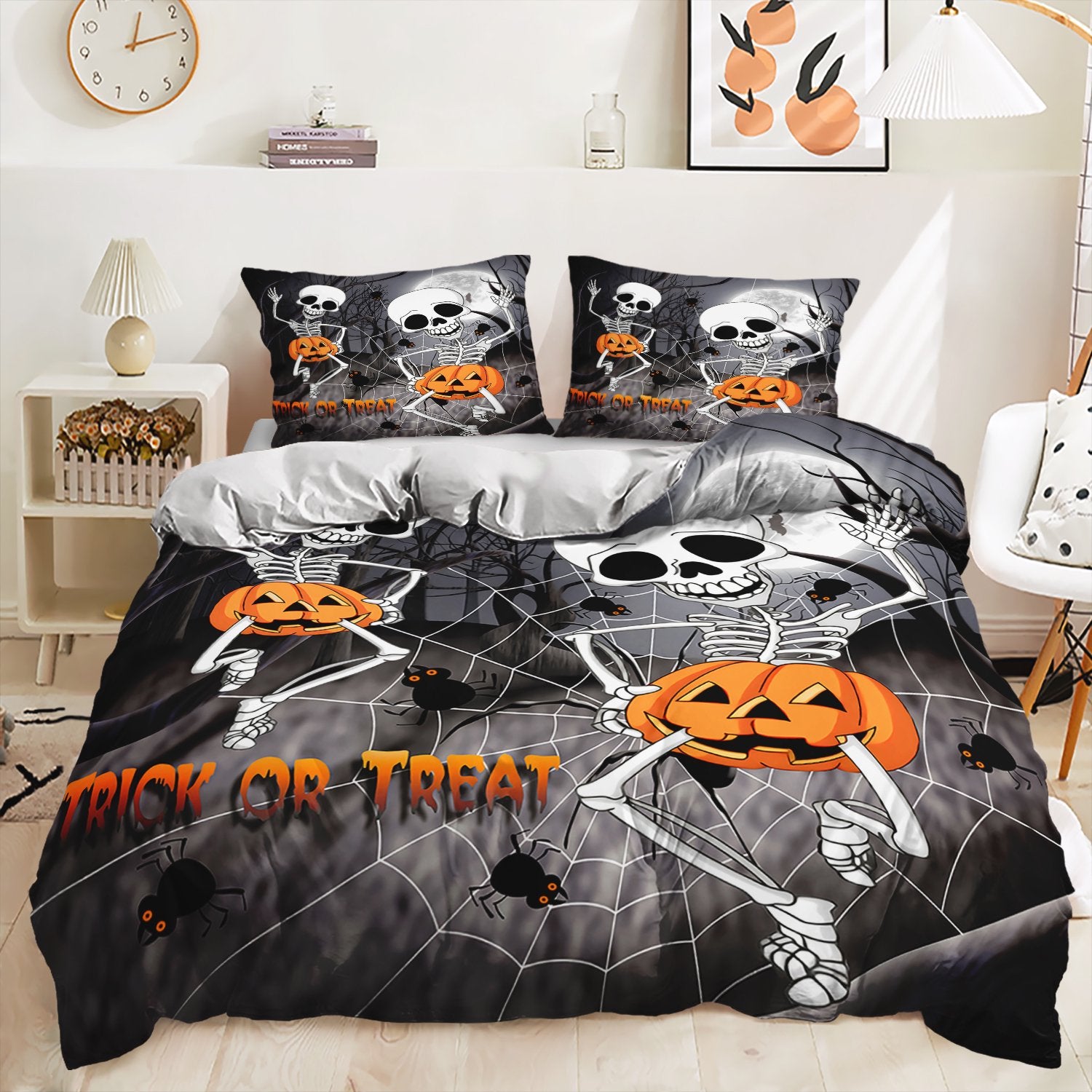 Skeleton Halloween bed set
