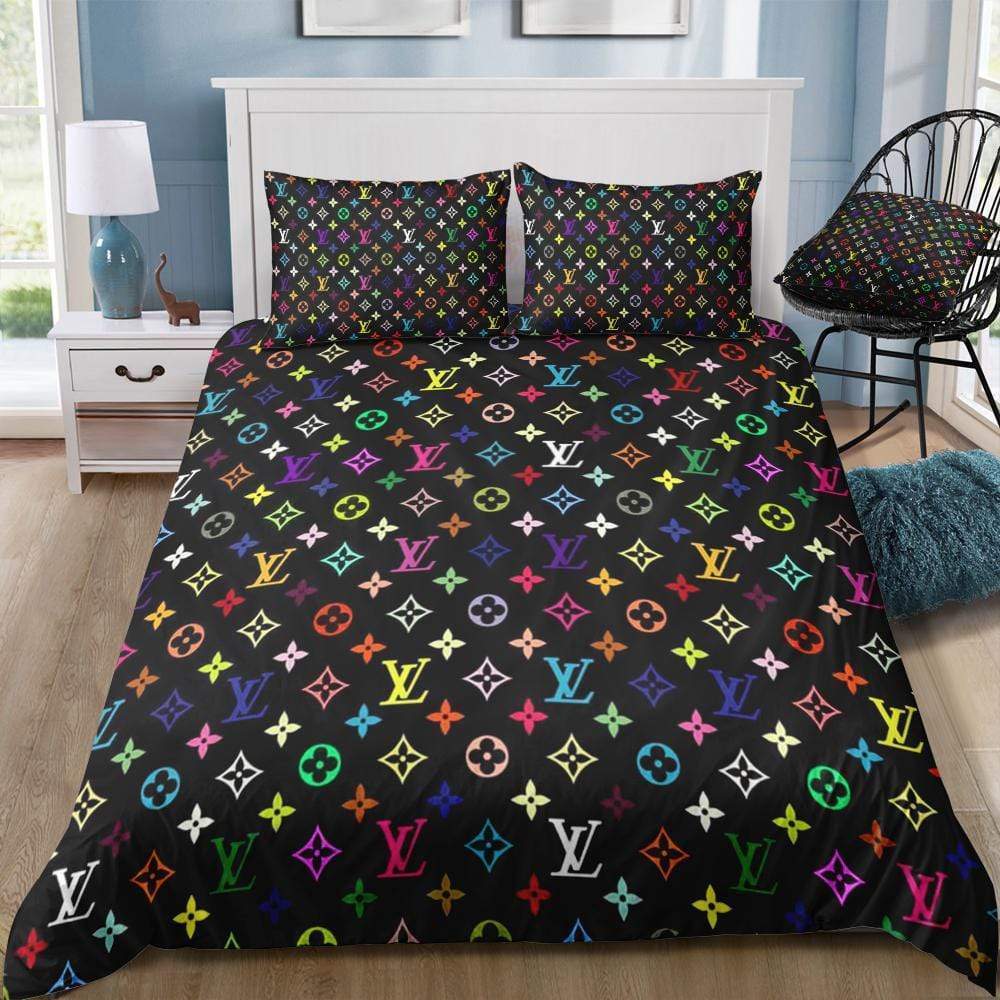 Queen Colorful Monogram Louis Vuitton bed set