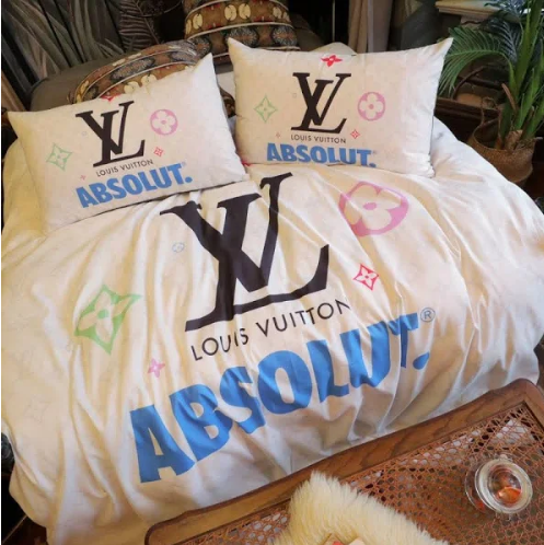 Absolut Logo in White Background Louis Vuitton bed set