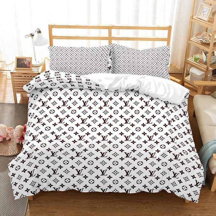 White Louis Vuitton bed set