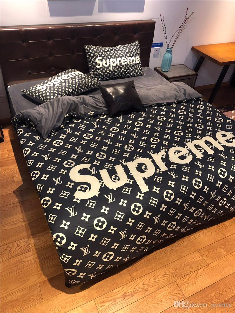 X Supreme Black Monogram Louis Vuitton bed set