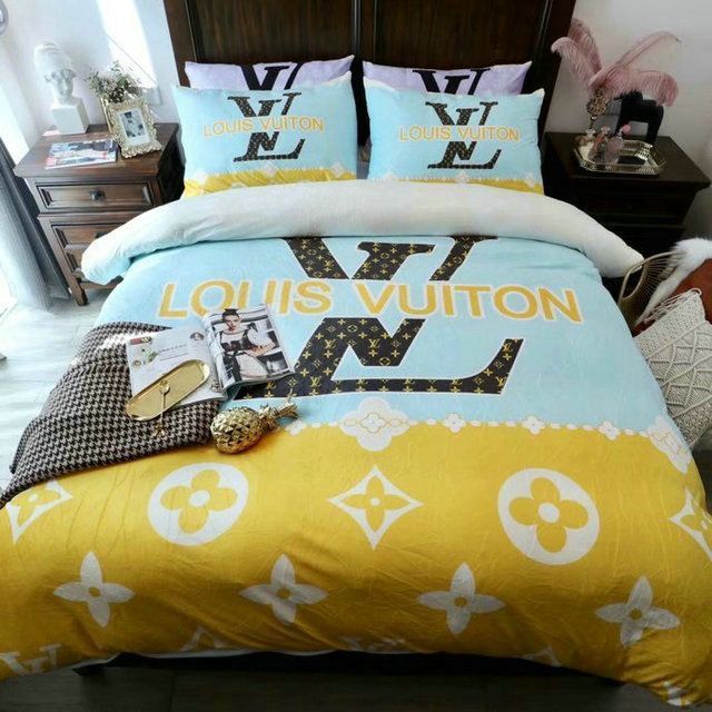 Mint and Yellow Monogram Louis Vuitton bed set