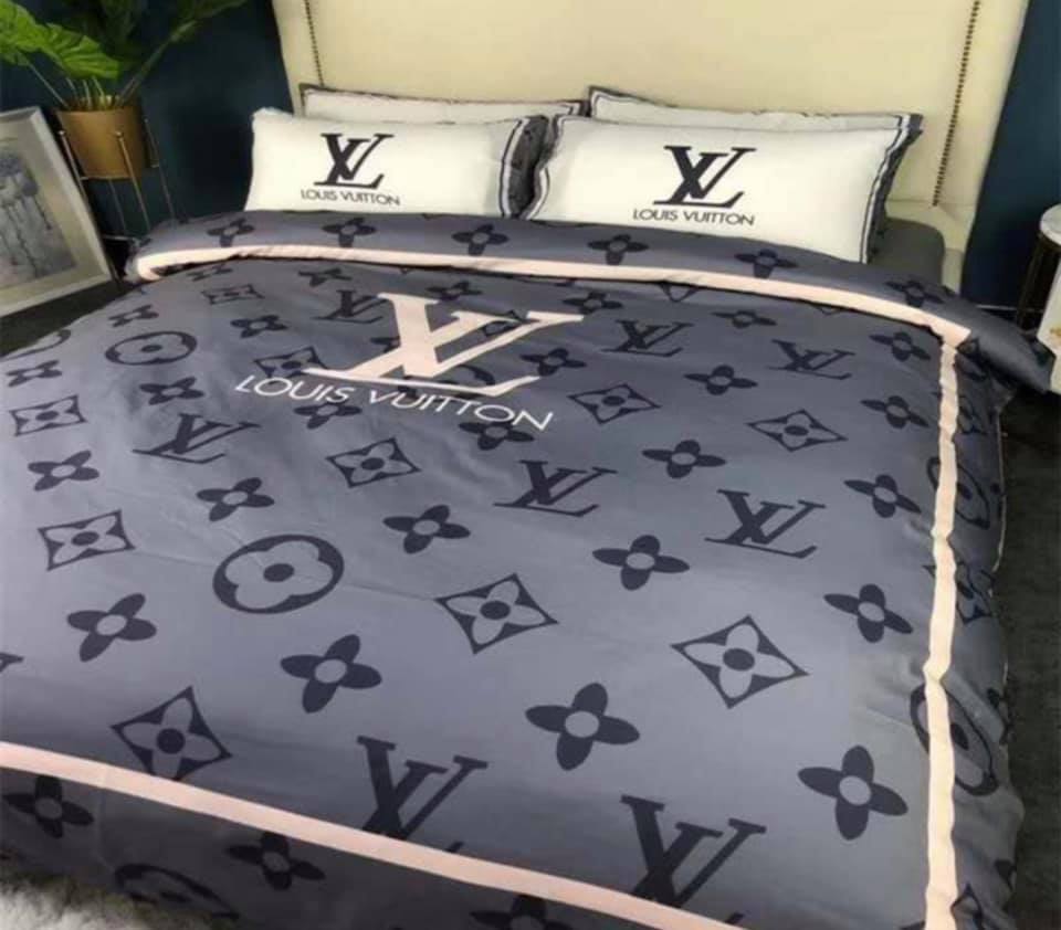 Smoky Blue Monogram Louis Vuitton bed set