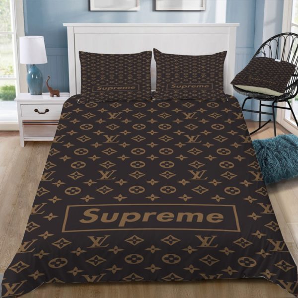 X Supreme Brown Monogram Louis Vuitton bed set