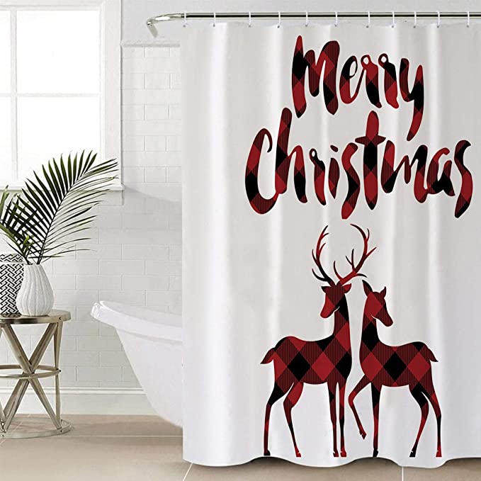 Red Black Buffalo Shower Curtain