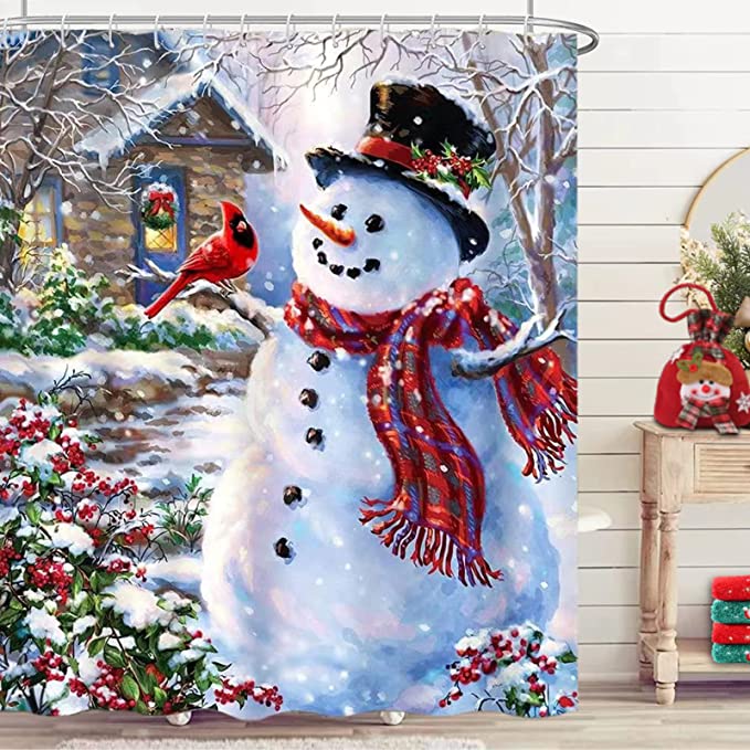 Christmas Snowman Shower Curtain