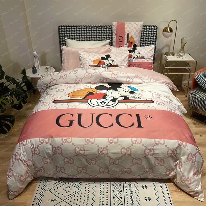 X Mickey Disney in Pink Monogram Gucci bed set