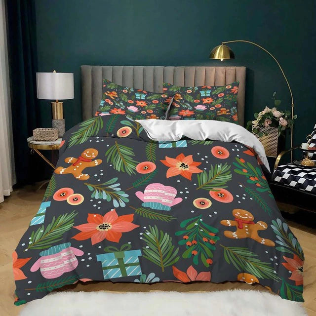 Flower Merry Christmas bed set