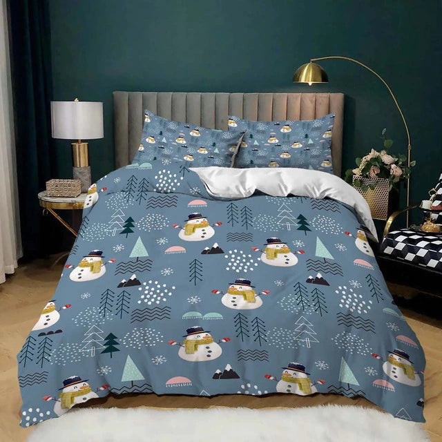 Rain Snowman Christmas bed set