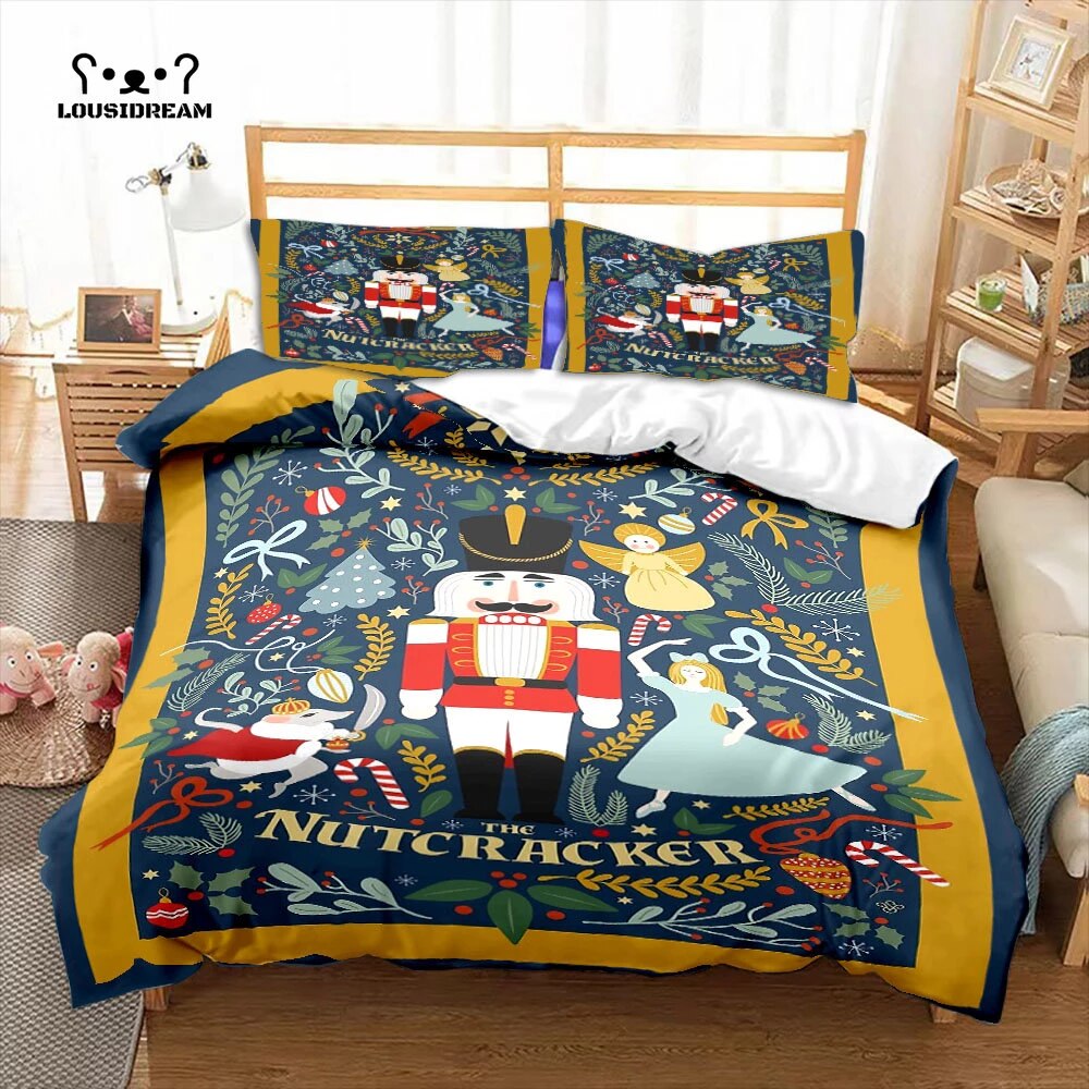 Nutcracker Cartoon Merry Christmas bed set