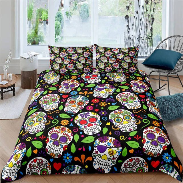 Skull Flower Halloween bed set