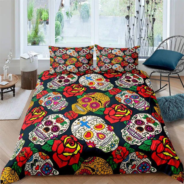 Flower Skull Halloween bed set