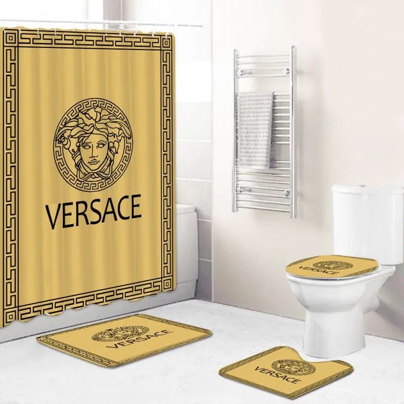 Versace Logo in Yellow Background Bathroom Accessories Set